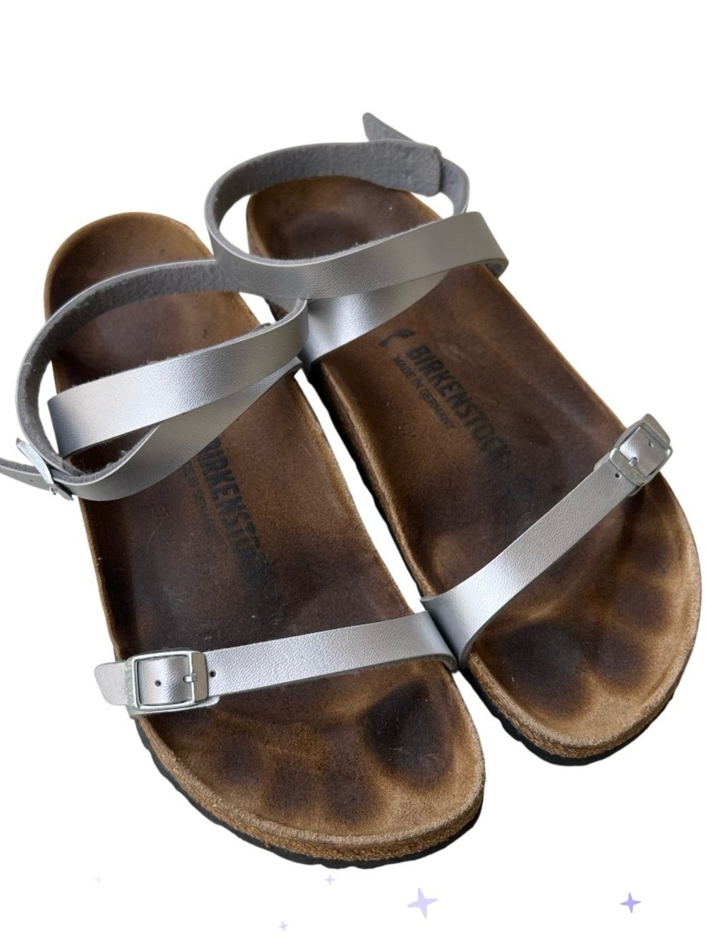 Birkenstock Daloa Metallic Silver Ankle Strap Sandals Women's Size 41